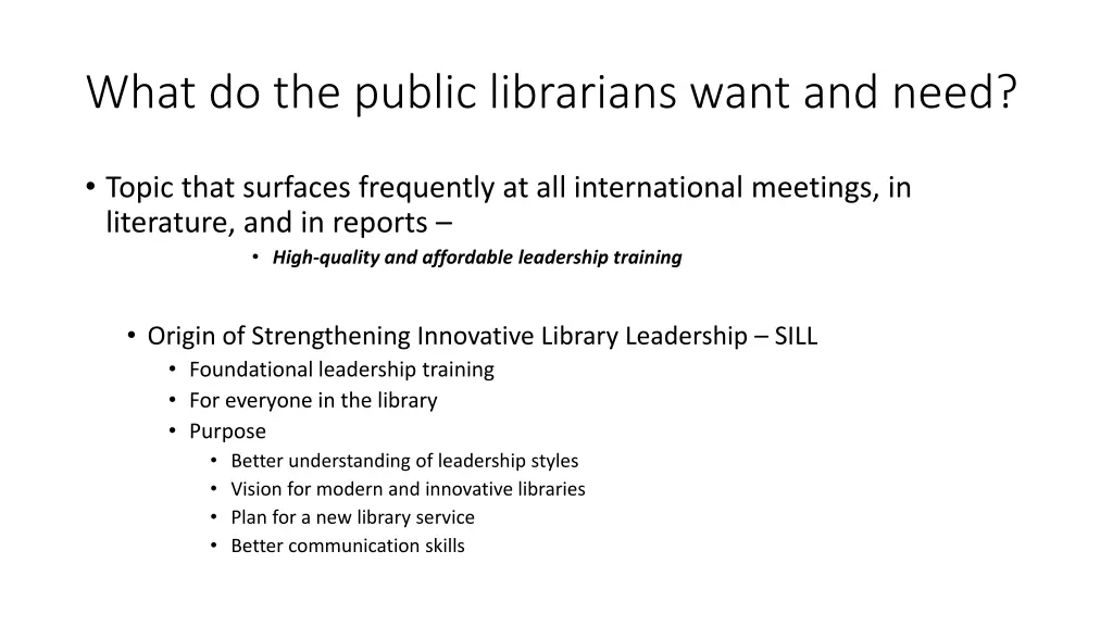 what do the public librarians want and need