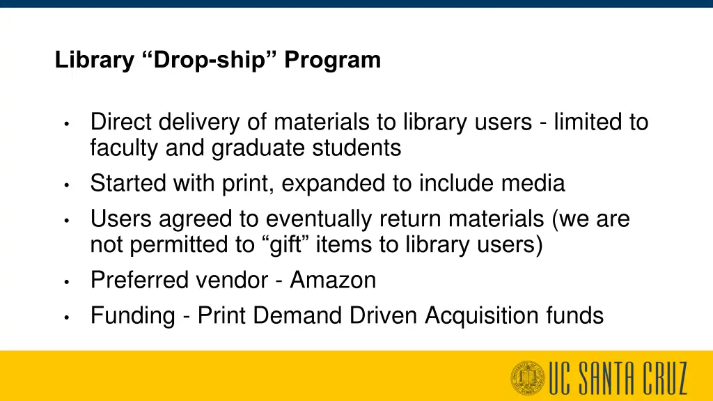 library drop ship program