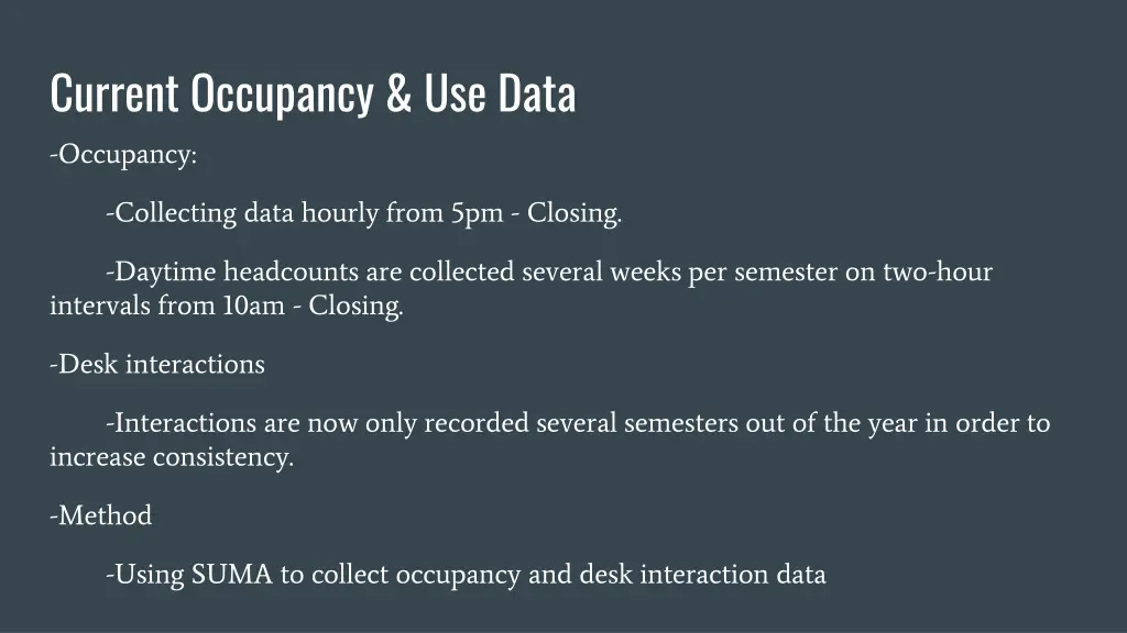 current occupancy use data occupancy