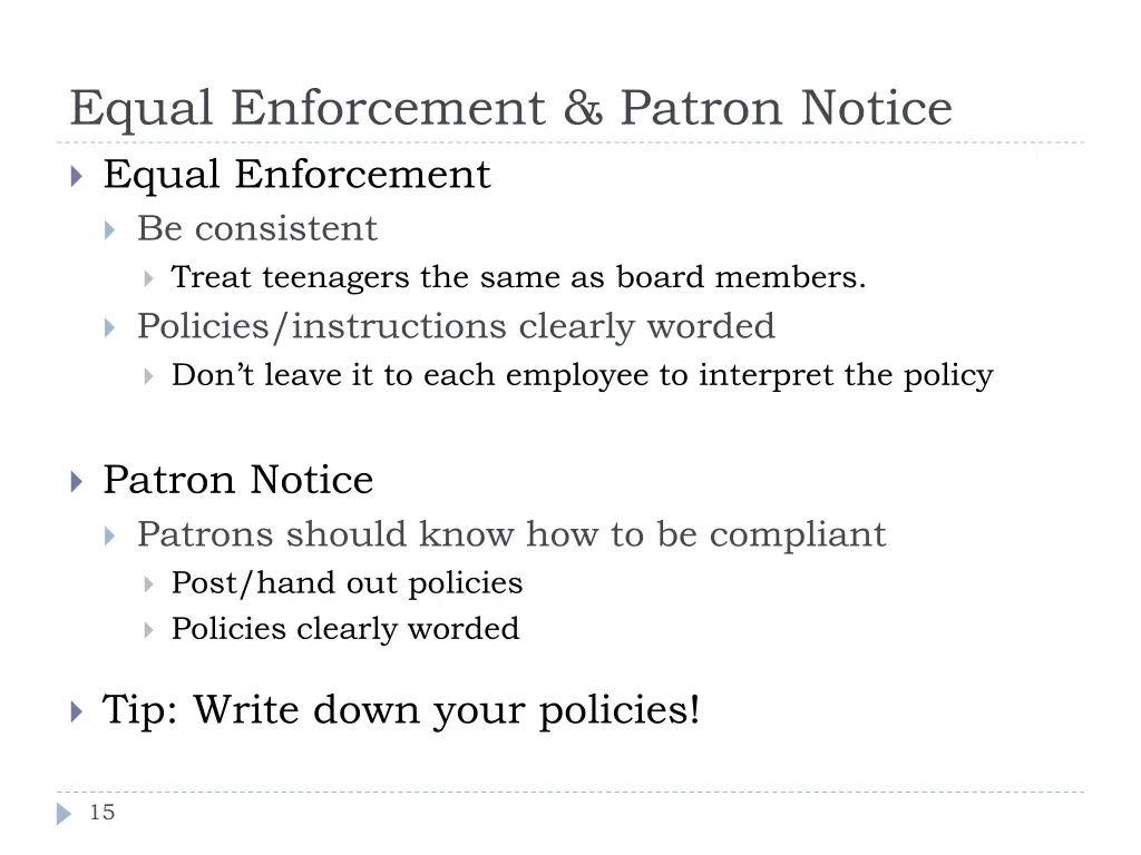 equal enforcement patron notice equal enforcement