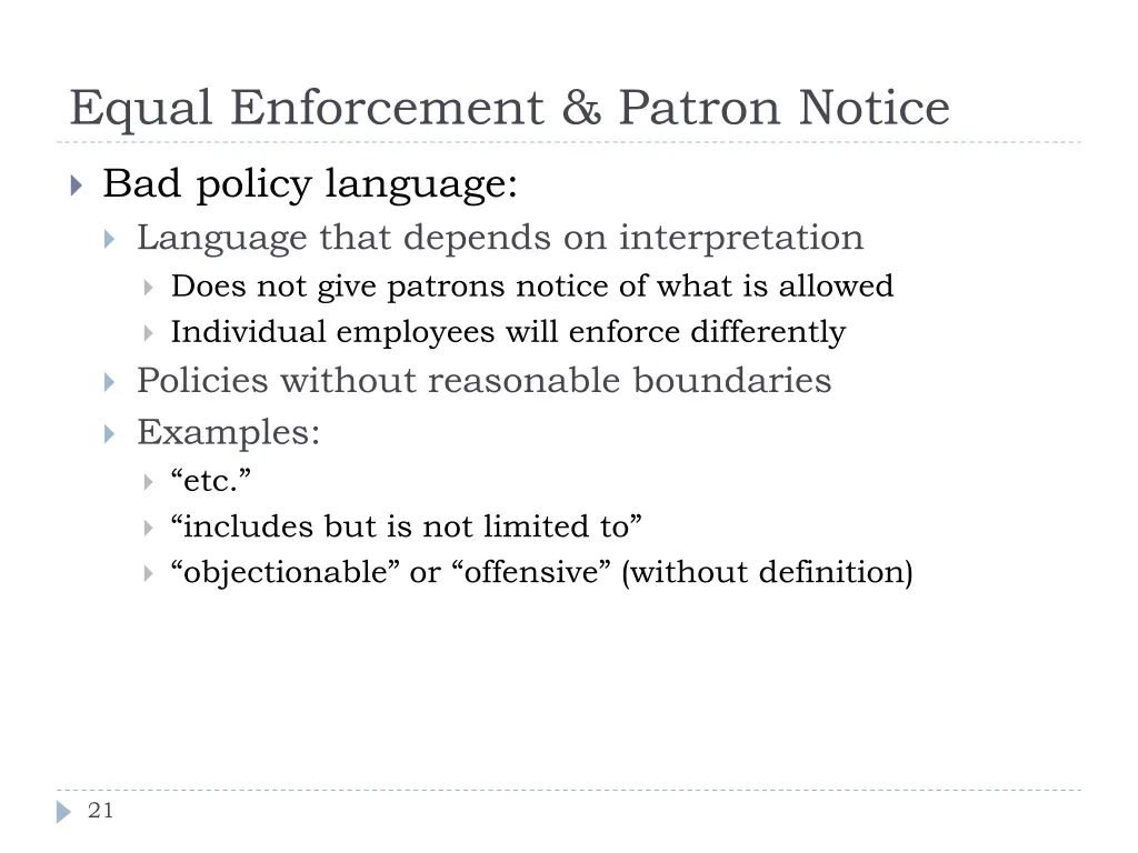 equal enforcement patron notice