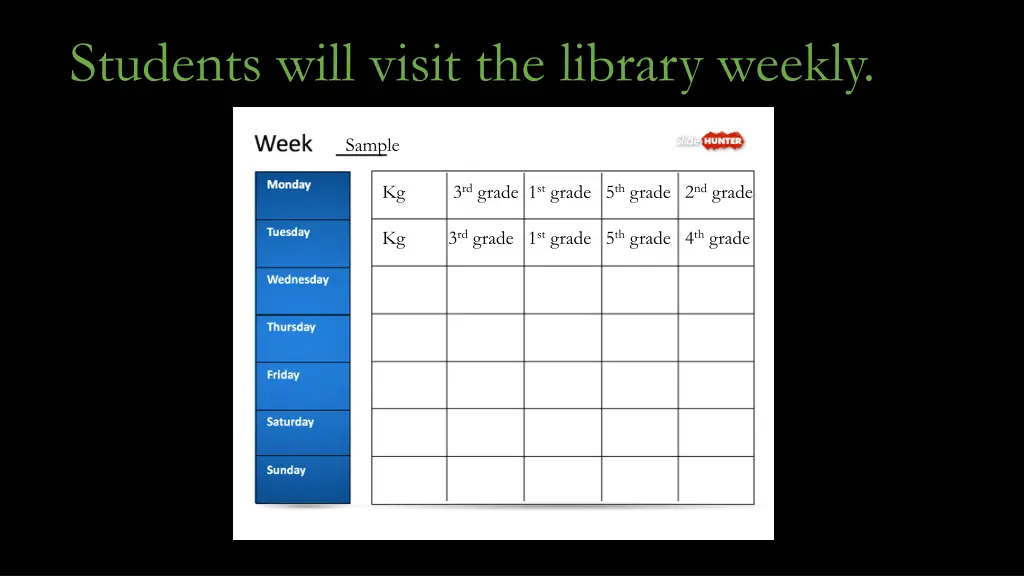 students will visit the library weekly