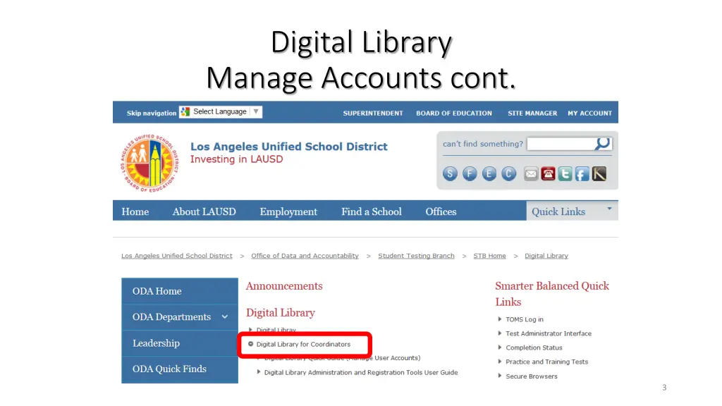 digital library manage accounts cont