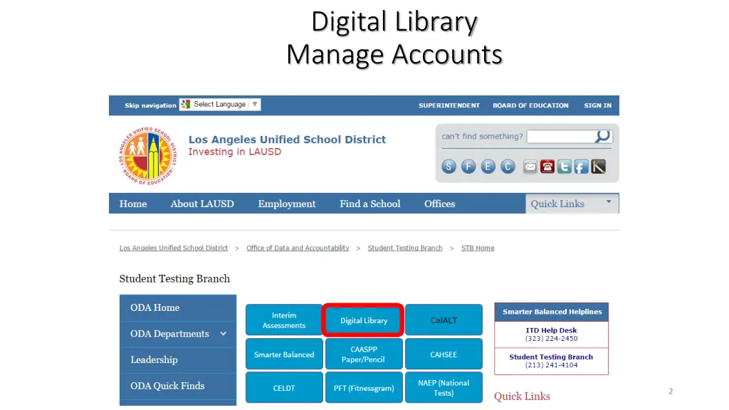 digital library manage accounts