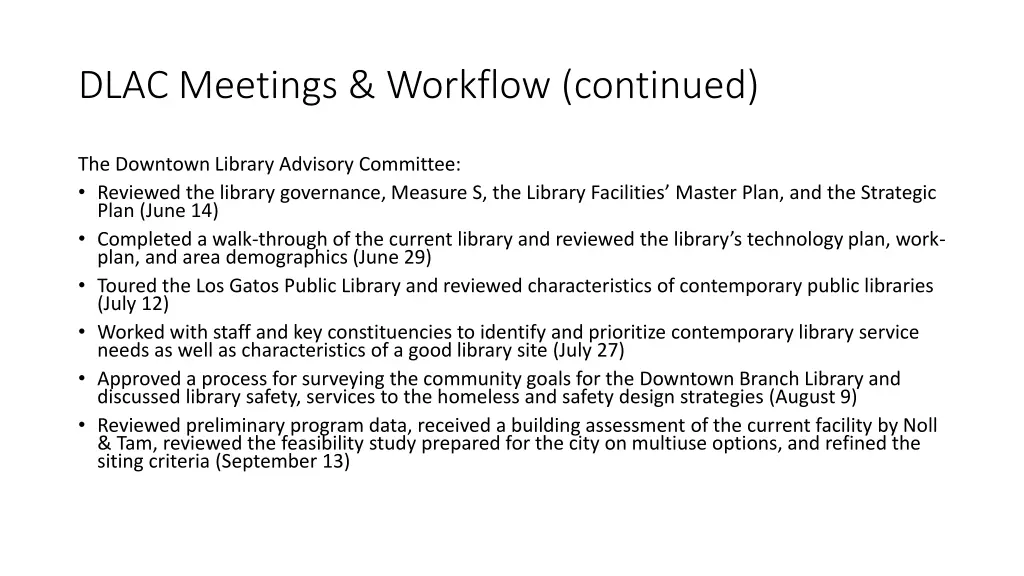 dlac meetings workflow continued