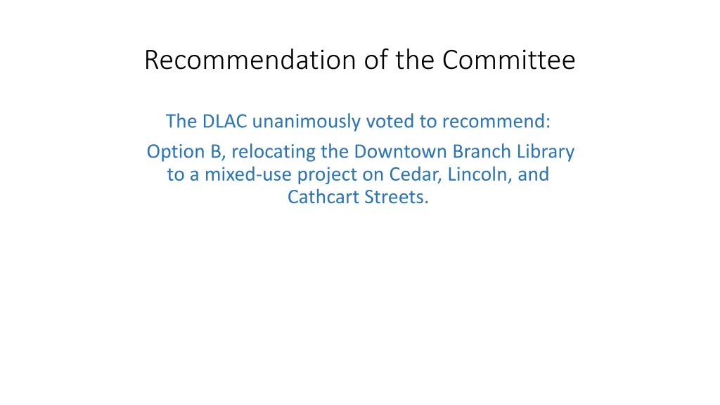 recommendation of the committee