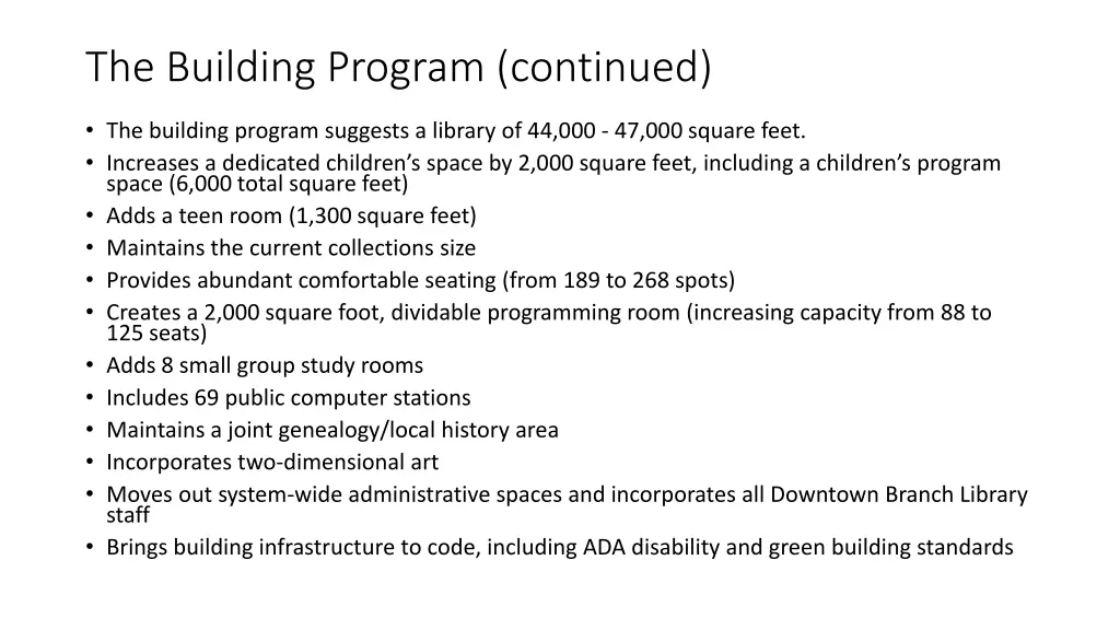 the building program continued 1