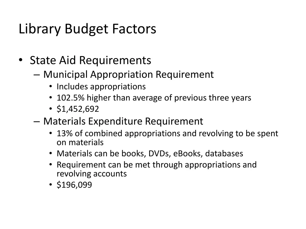 library budget factors