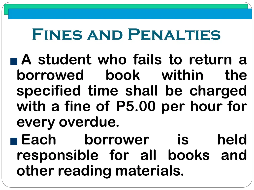 fines and penalties a student who fails to return