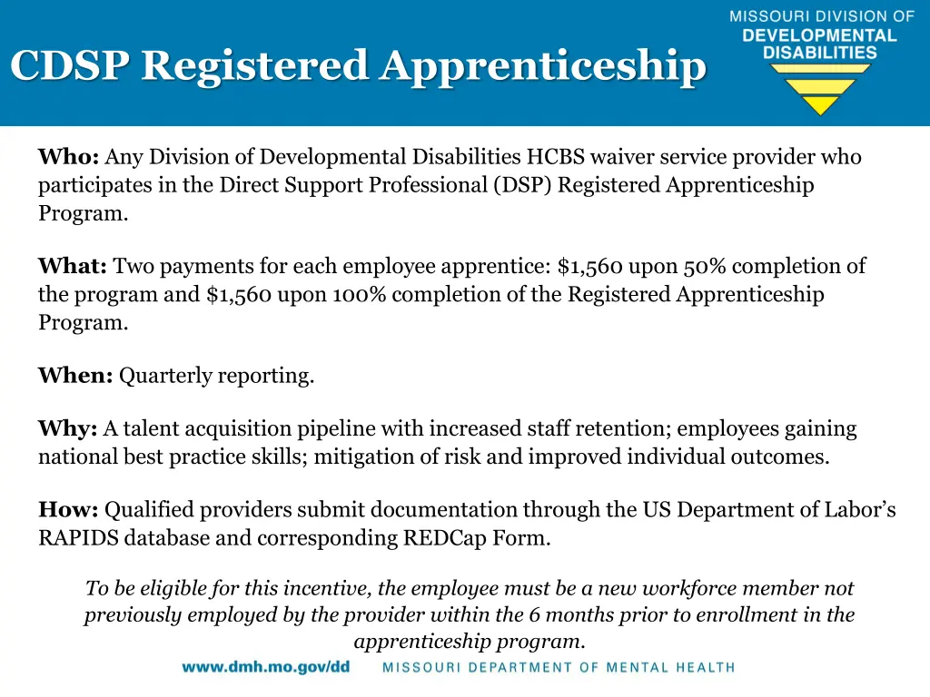 cdsp registered apprenticeship