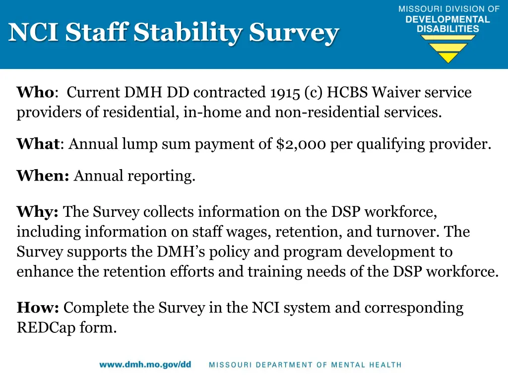 nci staff stability survey