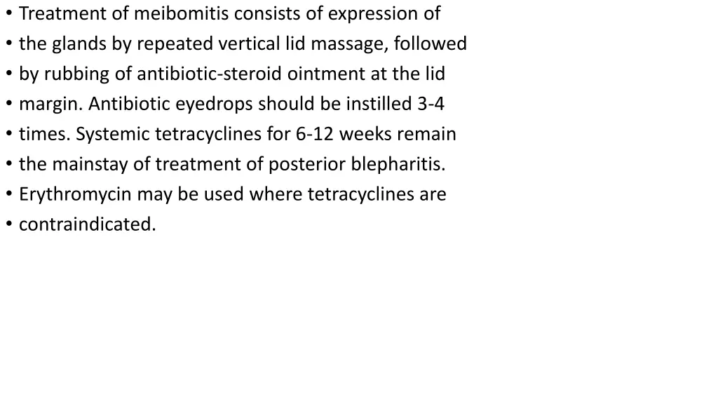 treatment of meibomitis consists of expression