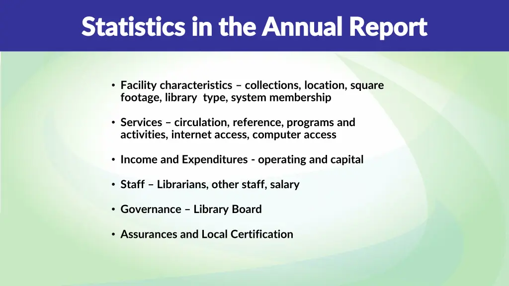 statistics in the annual report statistics