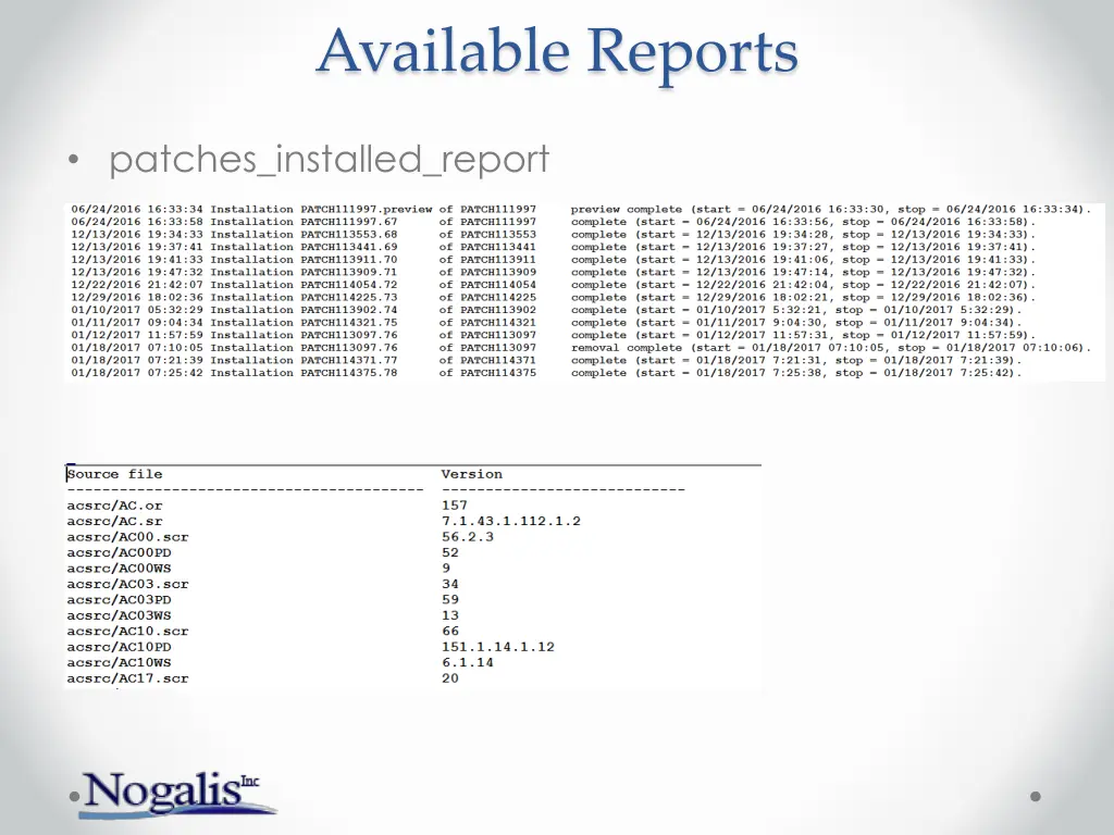 available reports