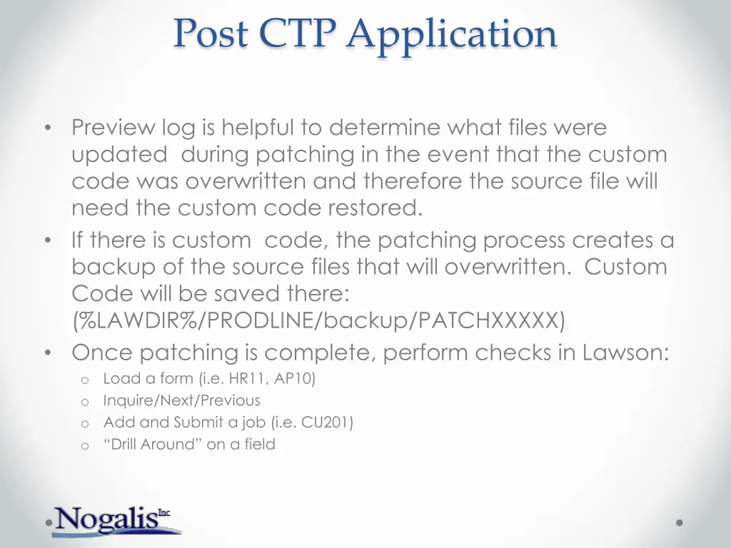 post ctp application