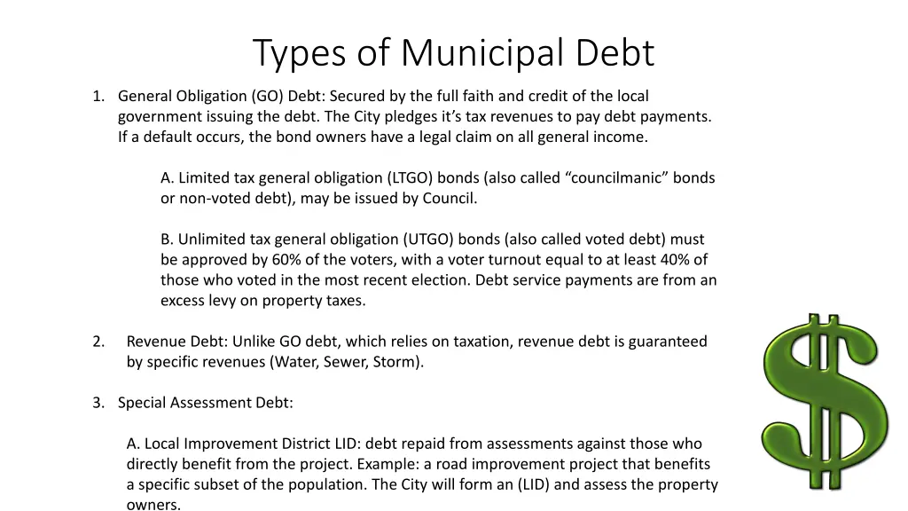 types of municipal debt