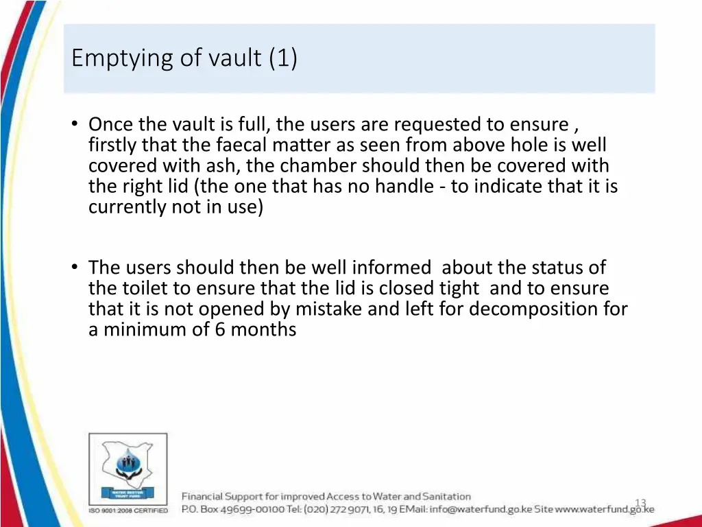 emptying of vault 1