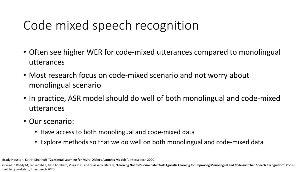 code mixed speech recognition