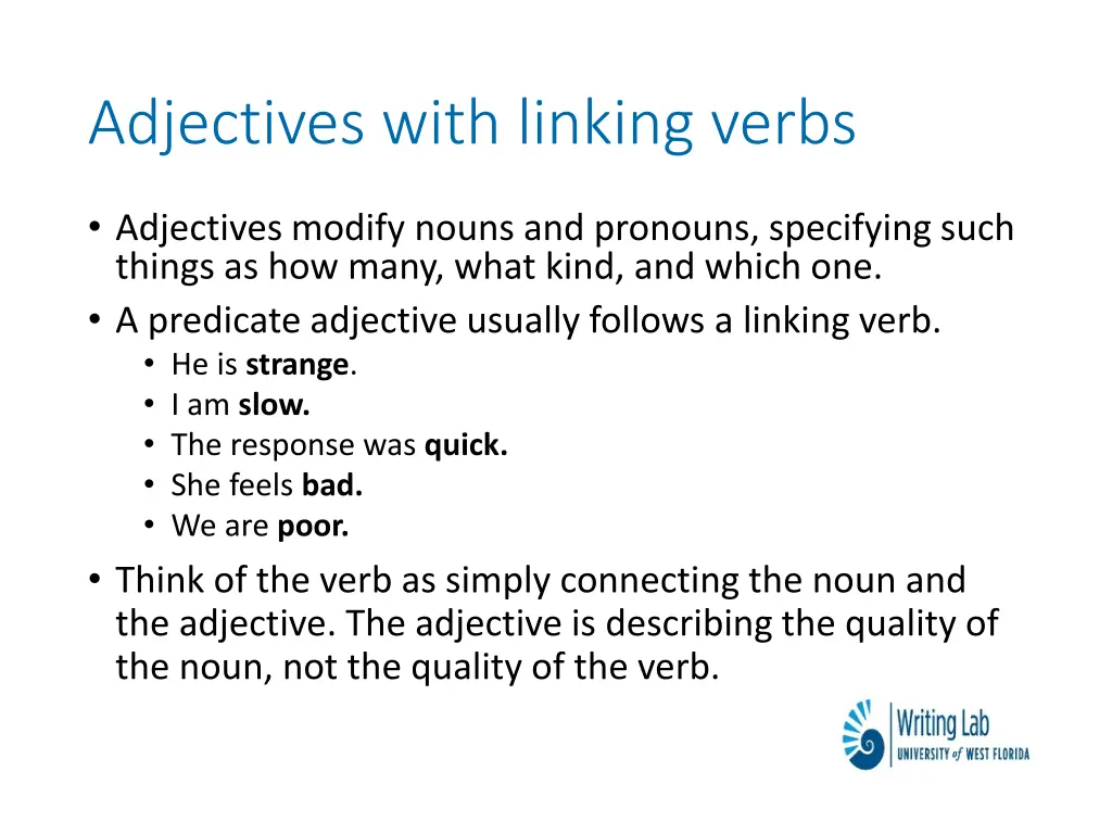 adjectives with linking verbs