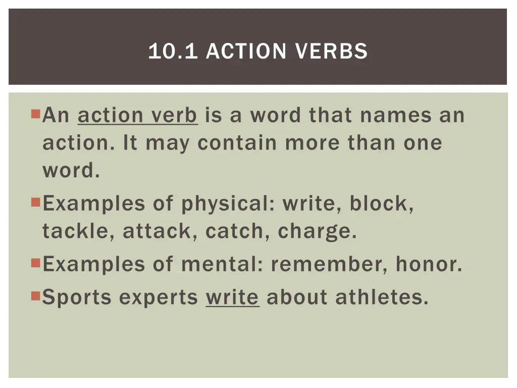 10 1 action verbs