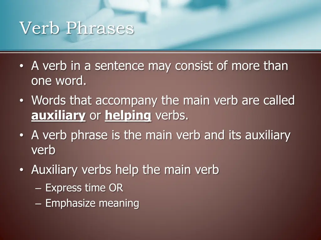 verb phrases