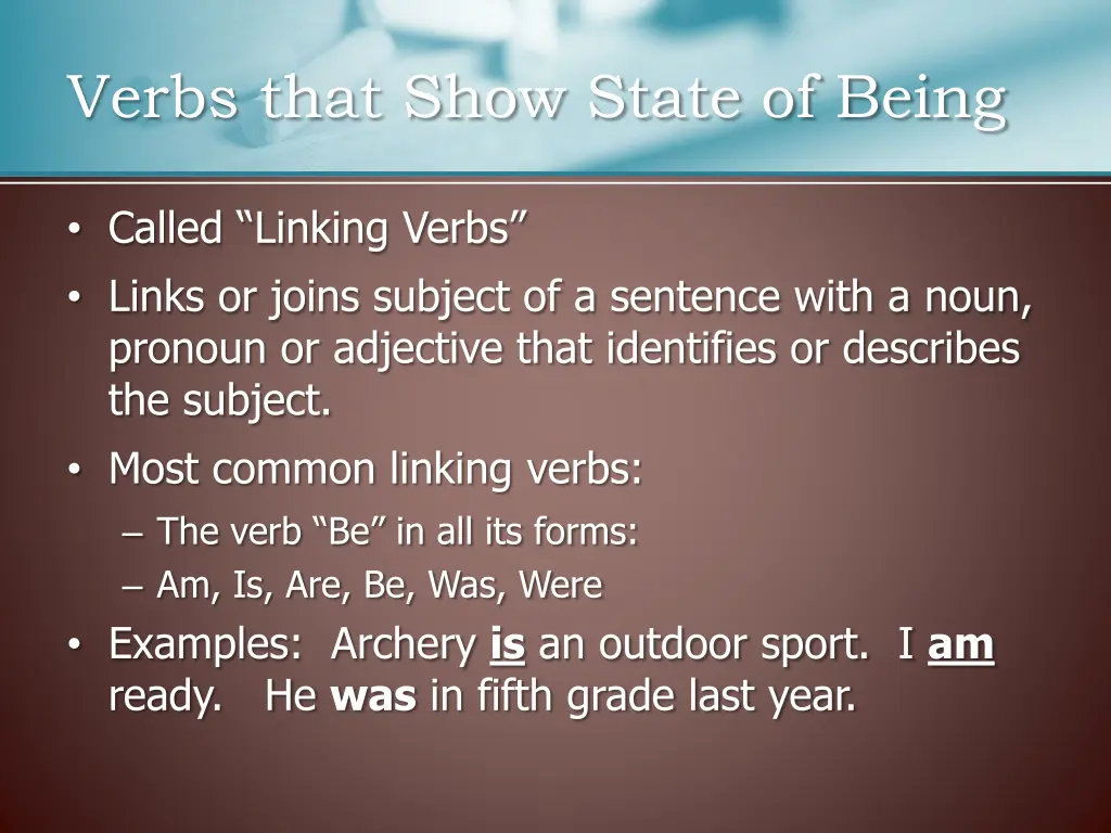 verbs that show state of being