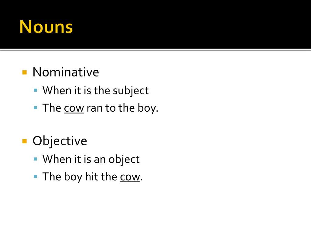 nominative when it is the subject the cowran