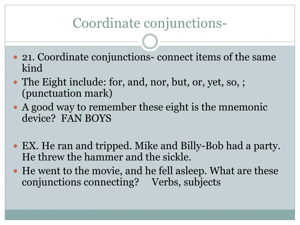 coordinate conjunctions