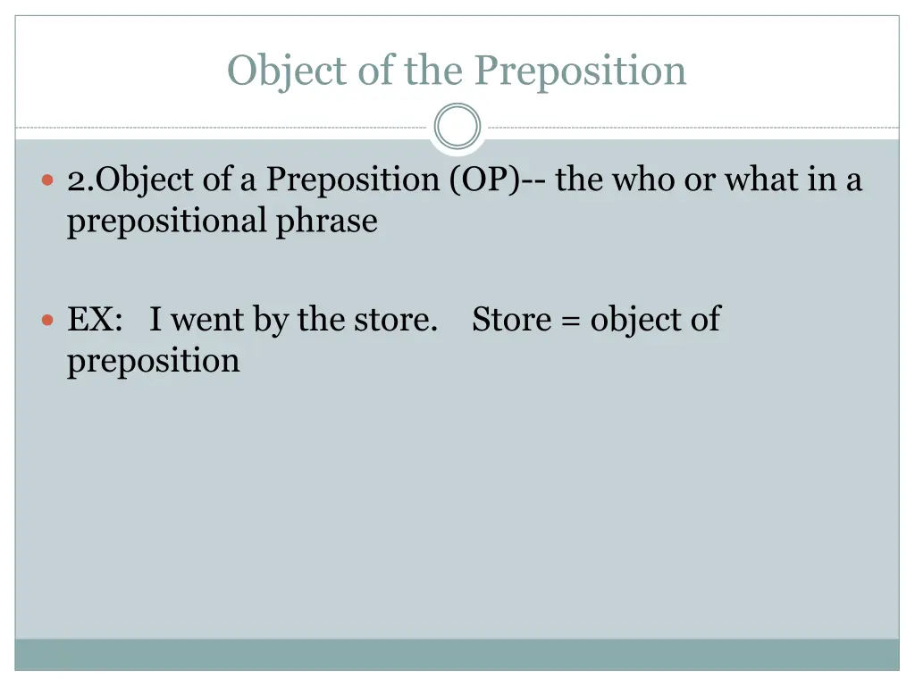 object of the preposition