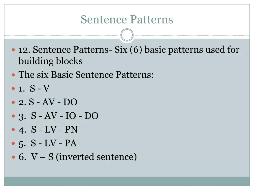 sentence patterns