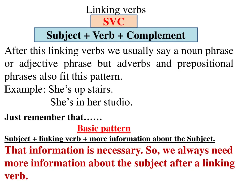 linking verbs svc