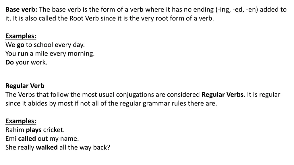 base verb the base verb is the form of a verb