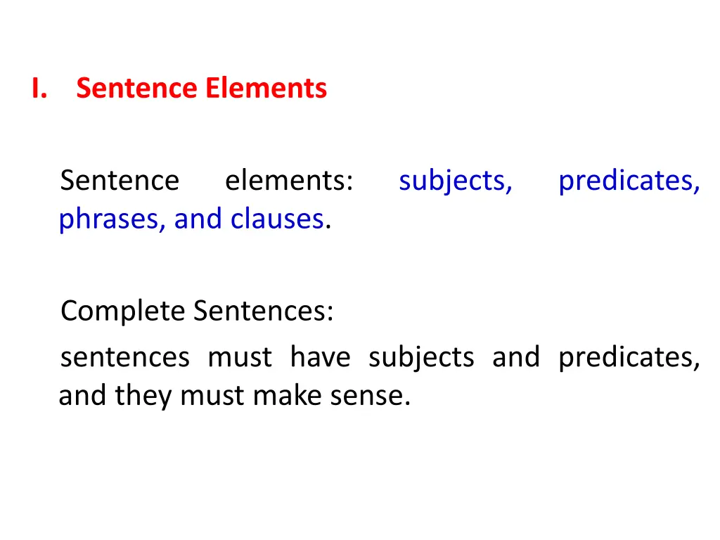 i sentence elements