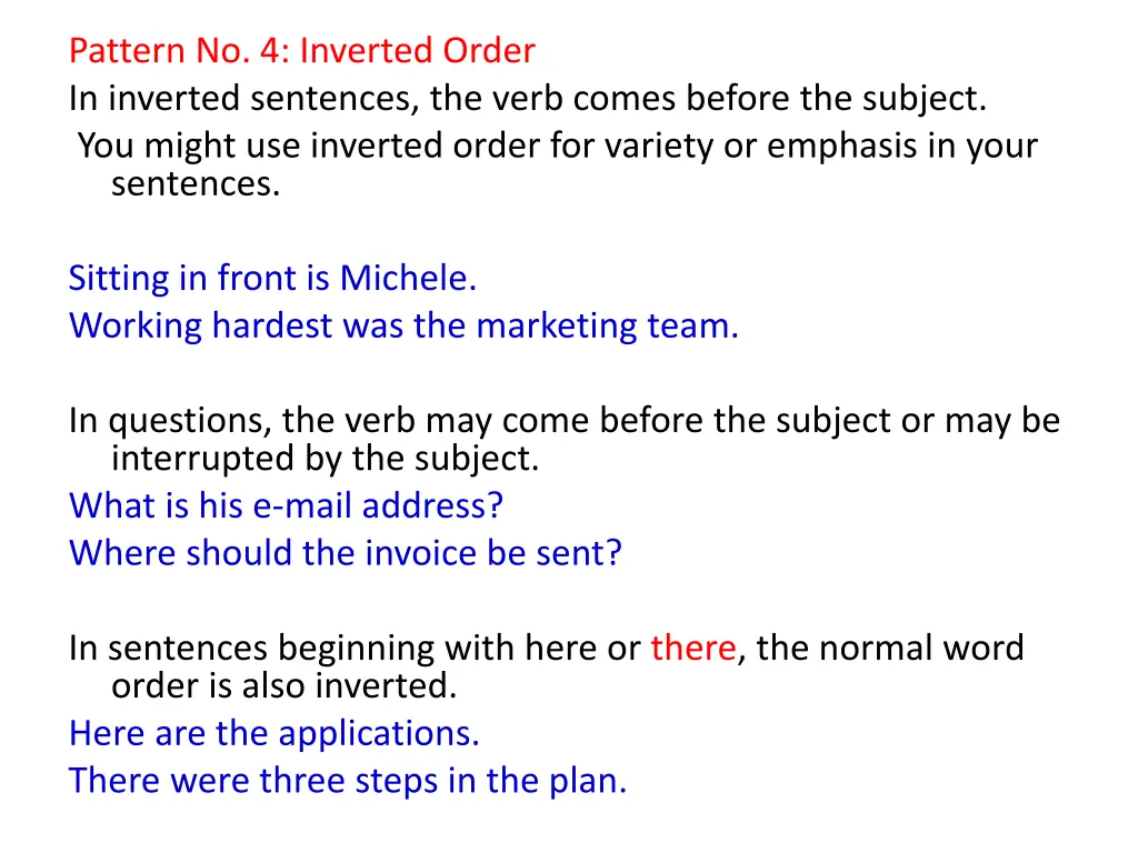 pattern no 4 inverted order in inverted sentences