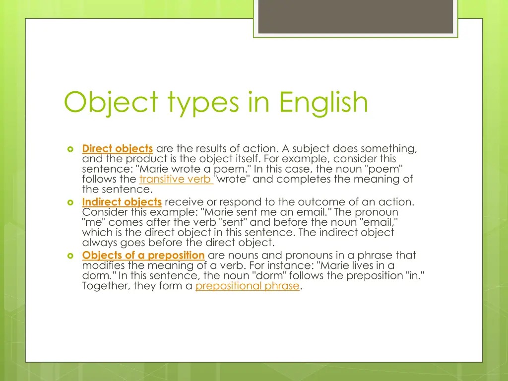 object types in english