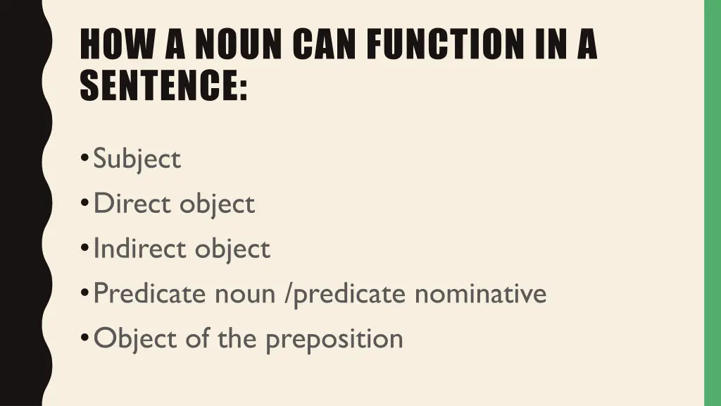 how a noun can function in a sentence