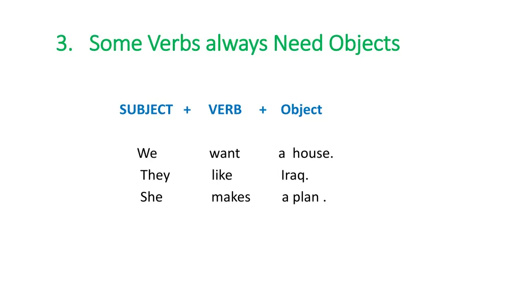 3 some verbs always need objects 3 some verbs