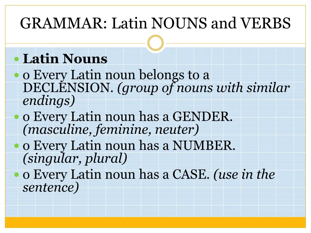 grammar latin nouns and verbs