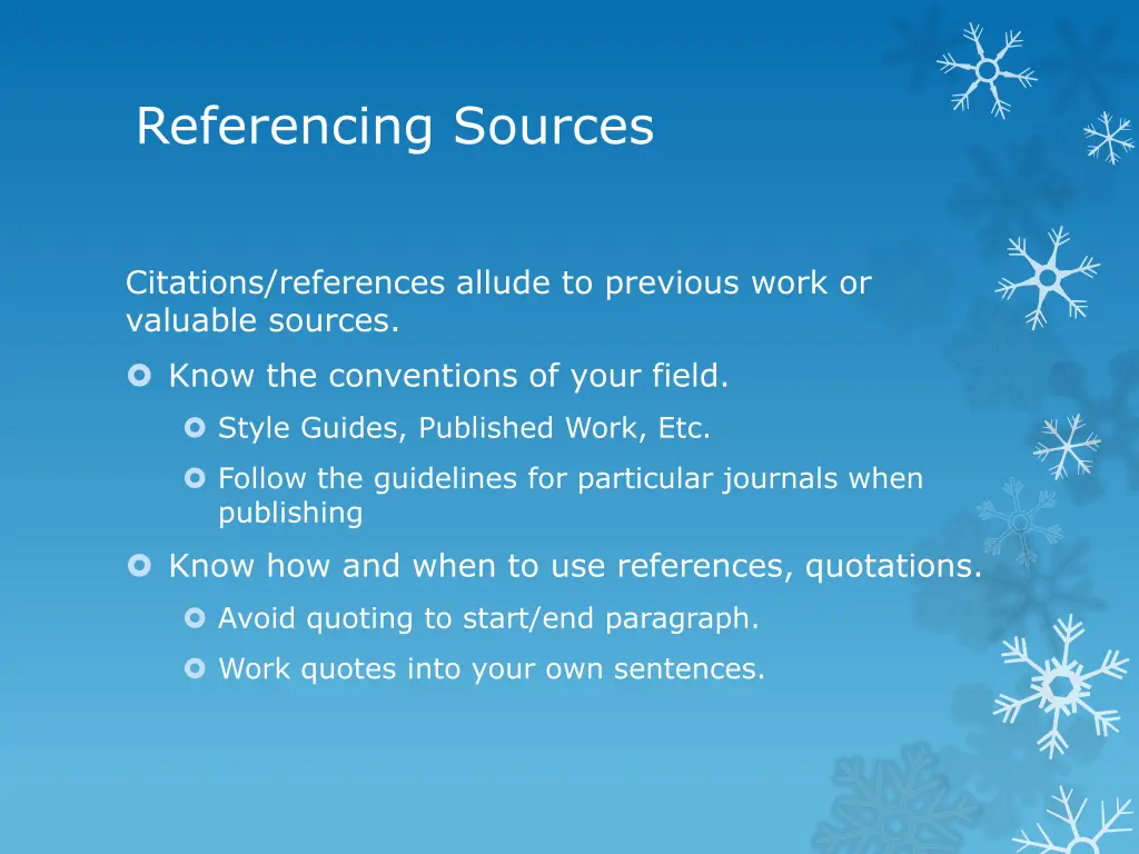 referencing sources