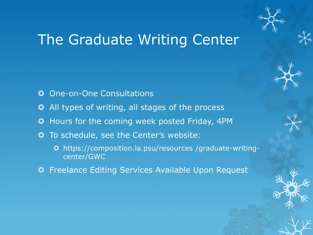 the graduate writing center