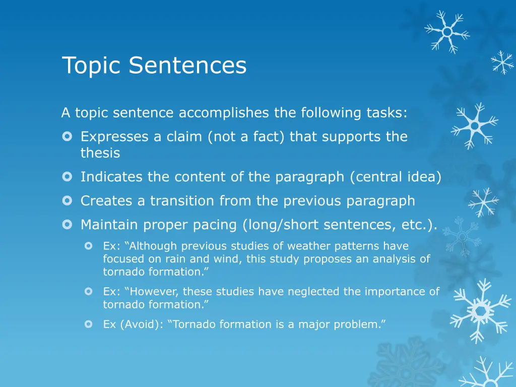 topic sentences