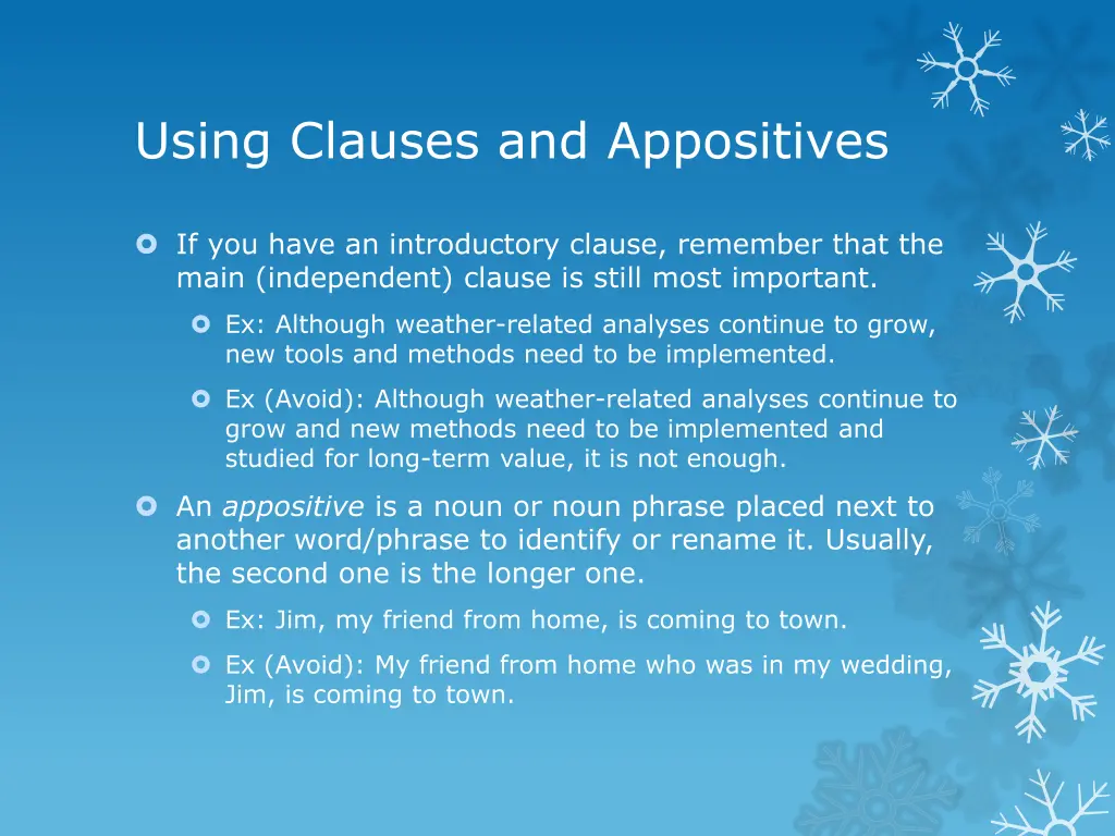 using clauses and appositives