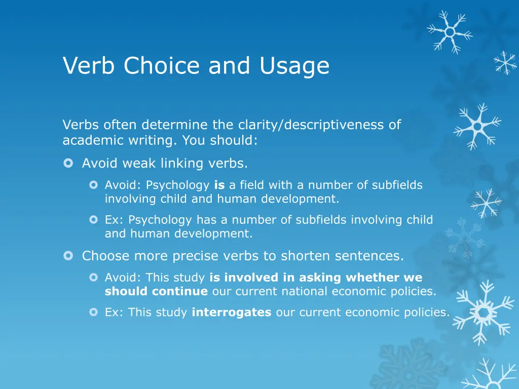 verb choice and usage