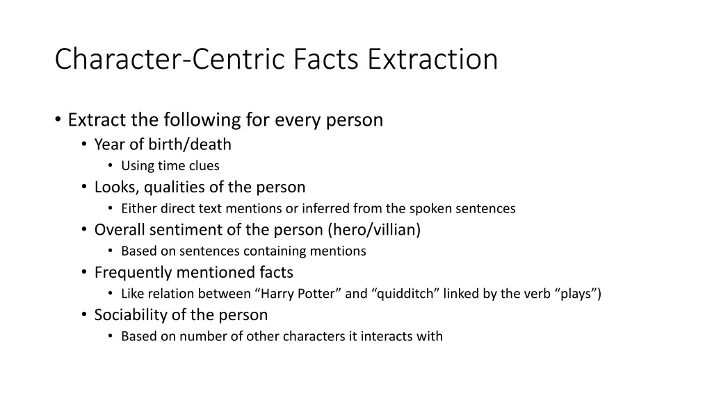 character centric facts extraction