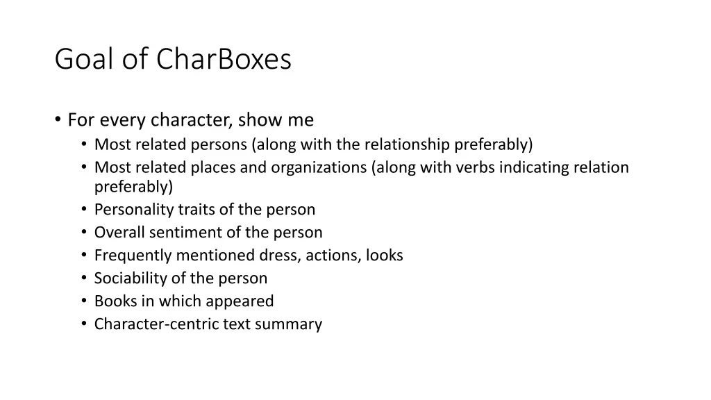 goal of charboxes