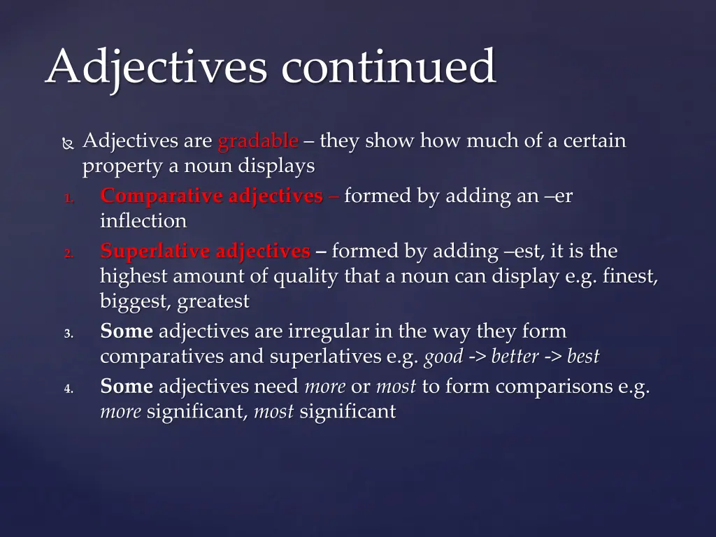 adjectives continued