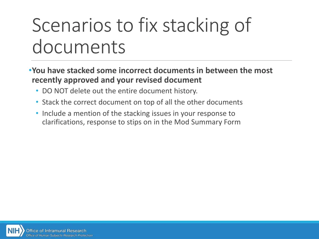 scenarios to fix stacking of documents 1