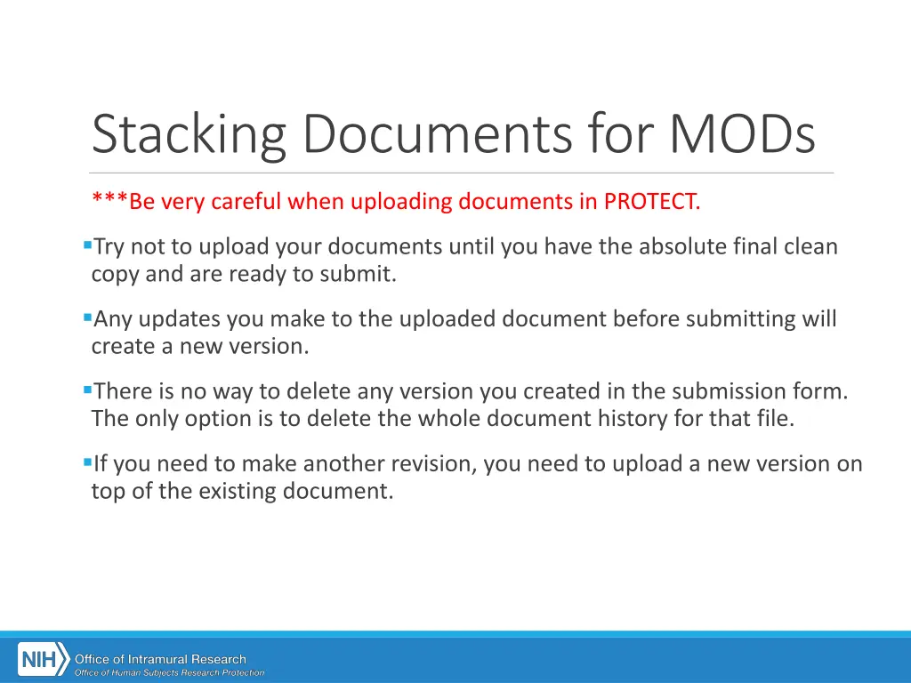 stacking documents for mods 3