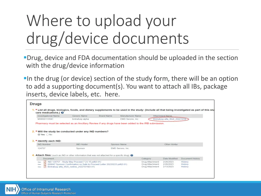 where to upload your drug device documents