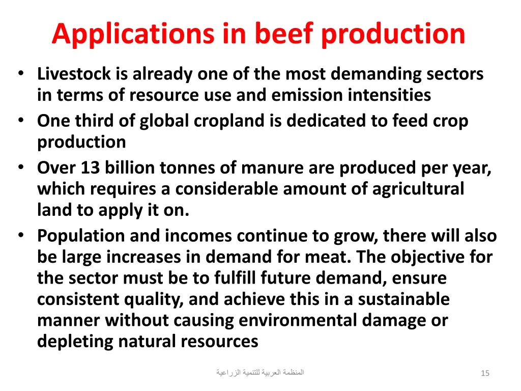 applications in beef production